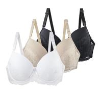 Bra for Big Busted Women 3 Pack Bras for Women Multipack Full Coverage Underwired Push Up Everyday Bra Underwire Bralets Ladies Adjustable Bralettes Lace Comfort Underwear Padded Plus Size Light Blue