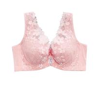 Bra for Heavy Breast Bra Extender 2 Hooks Cotton Bras for Women Wirefree V Lace Bras Women No Underwire Seamless Bralettes Elastic Dim Generous Pink