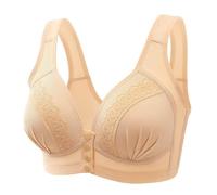 Bra for Women, Wireless, Comfortable Bra, Breathable Underwear, Front Closure, Non-Wired Bra Top Without Straps, beige, XXX-Large