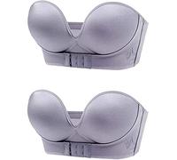 Bra, Front Buckle Strapless Adjustable Bra, Mango Lift Bra, Women Seamless Anti-Slip Invisible Push Up Bra (2 Gray,X-Large)