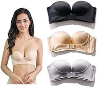 Bra, Front Buckle Strapless Adjustable Bra, Mango Lift Bra, Women Seamless Anti-Slip Invisible Push Up Bra (3pc,X-Small)