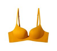 Bra No Underwire Silky Bras for Women No Underwire V Neck Bralettes for Women with Adjustable Straps Dim Generous Bra Women's Full Figure Wireless Bra, Extended Side & Back Smoothing Yellow