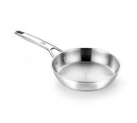 Bra Signature 18/10 Stainless Steel Frying Pan (26cm) Large Stainless Steel Frying Pan for Induction Hobs & Other Heat Sources with 5.3mm Triple Diffuser Base.