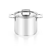 Bra Signature Stainless Steel Cooking Pot 5.3 Litre Capacity. Suitable for All Hobs Including as an Induction Pot. Fully Stainless Steel with Glass Lid. Non Toxic Cookware