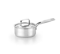 BRA Signature Stainless Steel Saucepan 18cm. Suitable for All Hobs and as Induction Hob Pan. Fully Stainless Steel Saucepan with Glass Lid. Non Toxic Pan