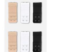 Bra Strap Extenders Extensions，6 Pieces Women's Soft Comfortable Elastic Bra Extenders Bra Extension Strap 2 Hook 2 Row Lady's Bra Extender Bra Band (White, Black, skin color)
