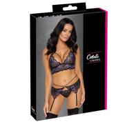 Bra Suspender Set L Black/Purple