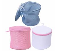 Bra Washing Bag Laundry Washing Machine Bags Fine Mesh Dryer Net Durable Cylindrical Zipper Lock Reusable Washable Protect Delicate Blouse Sock Underwear Travel Storage Assorted Color 1 Pcs