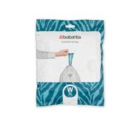 Brabantia 137846 PerfectFit Bin Liners (Size W/5 Litre) Thick Plastic Trash Bags with Tie Tape Drawstring Handles (40 Bags), White