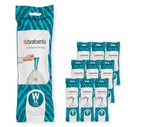 Brabantia 137884 PerfectFit Bin Liners Multipack (Size W/5 Litre) Thick Plastic Trash Bags with Tie Tape Drawstring Handles (200 Bags), White