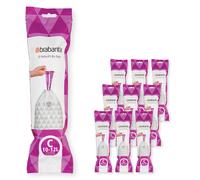 Brabantia 137983 PerfectFit Bin Liners Multipack (Size C/10-12 Litre) Thick Plastic Trash Bags with Tie Tape Drawstring Handles (200 Bags), White