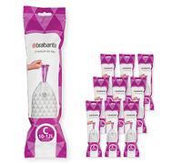 Brabantia 137983 PerfectFit Bin Liners Multipack (Size C/10-12 Litre) Thick Plastic Trash Bags with Tie Tape Drawstring Handles (200 Bags), White