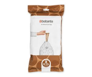 Brabantia 138041 PerfectFit Bin Liners (Size X/10-12 Litre) Thick Plastic Trash Bags with Tie Tape