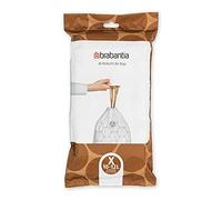 Brabantia 138041 PerfectFit Bin Liners (Size X/10-12 Litre) Thick Plastic Trash Bags with Tie Tape Drawstring Handles (40 Bags), White