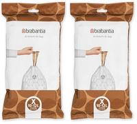 Brabantia 138041 PerfectFit Bin Liners (Size X/10-12 Litre) Thick Plastic Trash Bags with Tie Tape Drawstring Handles (40 Bags), White (Pack of 2)