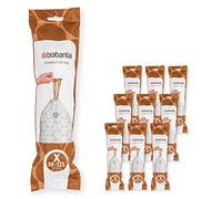 Brabantia 138089 PerfectFit Bin Liners Multipack (Size X/10-12 Litre) Thick Plastic Trash Bags with Tie Tape Drawstring Handles (200 Bags), White