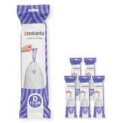Brabantia 138201 PerfectFit Bin Liners Multipack (Size D/15-20 Litre) Thick Plastic Trash Bags with Tie Tape Drawstring Handles (120 Bags), White