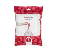 Brabantia 138263 PerfectFit Bin Liners (Size Y/20 Litre) Thick Plastic Trash Bags with Tie Tape Drawstring Handles (40 Bags), White