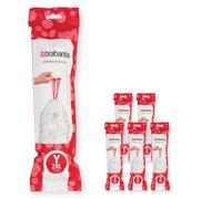 Brabantia 138300 PerfectFit Bin Liners Multipack (Size Y/20 Litre) Thick Plastic Trash Bags with Tie Tape Drawstring Handles (120 Bags), White
