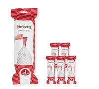 Brabantia 138362 PerfectFit Bin Liners Multipack (Size J/20-25 Litre) Thick Plastic Trash Bags with Tie Tape Drawstring Handles (120 Bags), White