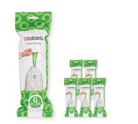 Brabantia 138423 PerfectFit Bin Liners Multipack (Size G/23-30 Litre) Thick Plastic Trash Bags with Tie Tape Drawstring Handles (120 Bags), White