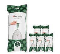Brabantia 138584 PerfectFit Bin Liners Multipack (Size R/36 Litre) Thick Plastic Trash Bags with Tie Tape Drawstring Handles (120 Bags), White