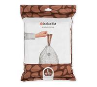 Brabantia 138645 PerfectFit Bin Liners (Size L/40-45 Litre) Thick Plastic Trash Bags with Tie Tape Drawstring Handles (40 Bags), White