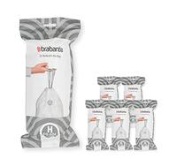 Brabantia 138782 PerfectFit Bin Liners Multipack (Size H/50-60 Litre) Thick Plastic Trash Bags with Tie Tape Drawstring Handles (120 Bags), White