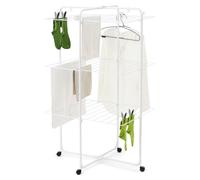 Brabantia HangOn Tower Drying Rack, 23m (White), Tall Foldable Clothes Rack, Space-Saving Laundry Drying Stand with Wheels and Hooks