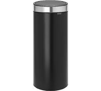 Brabantia 30 L Kitchen Touch Bin New (Matt Black/Matt Steel FPP) Removable Lid, Soft-Touch Open, Easy Clean Rubbish Waste Bin + Free Bin Bags