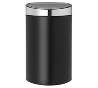 Brabantia 30L Kitchen Touch Bin New (Matt Black/Matt Steel) Removable Lid, Soft-Touch Open, Easy Clean Rubbish Waste Bin Plus Bin Bags