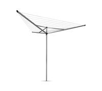 Brabantia 30m Essential Rotary Washing Line (Metallic Grey) Collapsible Umbrella System, 3 Arm Outdoor Clothes Dryer + 35mm Plastic Ground Tube