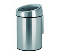 Brabantia 3L Touch Bin with Removable Bucket (Matt Steel Fingerprint Proof) Small Bathroom Rubbish Waste Bin, Wall-Mounted or Free-Standing, Silver