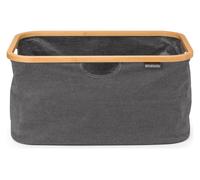 Brabantia - Foldable Laundry Basket 40L - Water Resistant Hamper for Wet & Dry Laundry - Storage Basket for Clothes & Linen - Bamboo Rim for Easy Grip - Garment Washing - Home Accessory - Pepper Black