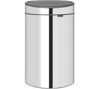 Brabantia 40L Kitchen Touch Bin New (Brilliant Steel) Removable Lid, Soft-Touch Open, Easy Clean Rubbish Waste Bin + Free Bin Bags
