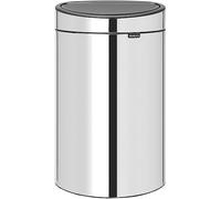 Brabantia 40L Kitchen Touch Bin New (Brilliant Steel) Removable Lid, Soft-Touch Open, Easy Clean Rubbish Waste Bin + Free Bin Bags