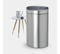 Brabantia 40L Kitchen Touch Bin New (Matt Steel) Removable Lid, Soft-Touch Open, Easy Clean Rubbish Waste Bin + Free Bin Bags