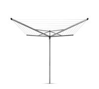 Brabantia 40m Essential Rotary Washing Line (Metallic Grey) Collapsible Umbrella System, 4 Arm Outdoor Clothes Dryer + 35mm Plastic Ground Tube