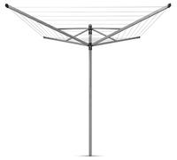Brabantia Lift-O-Matic Clothes Line, Metallic Grey, 40m | Adjustable Height, UV-Resistant Non-Slip Lines, Umbrella System, Rotary Dryer, 45mm Ground Spike, ø 271cm