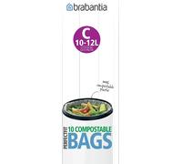 Brabantia 419782 Compostable Bin Liners, 10-12 L - Size C, 10 Bags, White