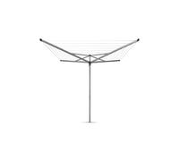 Brabantia 50m Essential Rotary Washing Line (Metallic Grey) Collapsible Umbrella System, 4 Arm Outdoor Clothes Dryer + 35mm Plastic Ground Tube