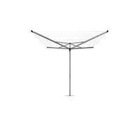 Brabantia 50m Essential Rotary Washing Line (Metallic Grey) Collapsible Umbrella System, 4 Arm Outdoor Clothes Dryer + 35mm Plastic Ground Tube