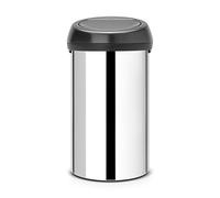 Brabantia 60 Litre Large Kitchen Touch Bin (Brilliant Steel/Matt Black Lid)