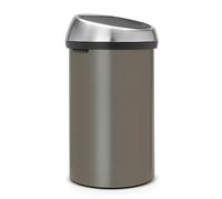 Brabantia 60 Litre Large Kitchen Touch Bin (Platinum) Removable Lid, Soft-Touch Open, Easy Clean Rubbish Food Waste Bin