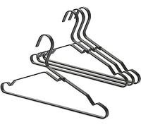 Brabantia Aluminium Clothes Hangers | Set of 4 | Black | Durable & Lightweight Aluminium Clothes Hangers for Wardrobe, Notch for Hanging Tshirts without Stretching Neck