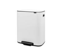 Brabantia Bo Pedal Bin, White, 2 x 30L Inner Buckets | Large Volume, Waste/Recycling Kitchen Bin, Soft Closing Lid, Removable Inner Buckets, Brabantia Bin Bags (Code O) Enclosed