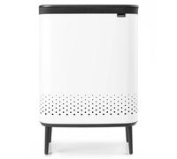 Brabantia - Bo Laundry Bin Hi 2 x 45L - Dirty Clothes Hamper - 2 Compartments - Lid with Quick-Drop Opening - Removable Cotton Bag - Portable & Hygienic - Bedroom & Bathroom Accessory - White