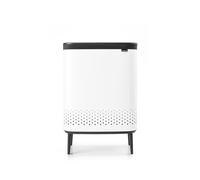 Brabantia - Bo Laundry Bin Hi 2 x 45L - Dirty Clothes Hamper - 2 Compartments - Lid with Quick-Drop Opening - Removable Cotton Bag - Portable & Hygienic - Bedroom & Bathroom Accessory - White