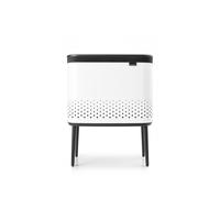 Brabantia Bo Laundry Hamper (White) Removable Laundry Bag 16 Gal Ventilated Stylish Discreet Dirty Clothes Holder Flat Back Anti-Rust Materials for