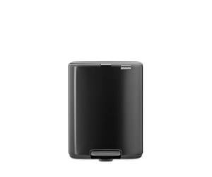 Brabantia Bo Pedal Bin 12L (Matt Black), Soft Closing Waste Bin with Light Pedal Operation, Easy to Clean Removable Plastic Inner Bucket with Free PerfectFit Rubbish Bags Included
